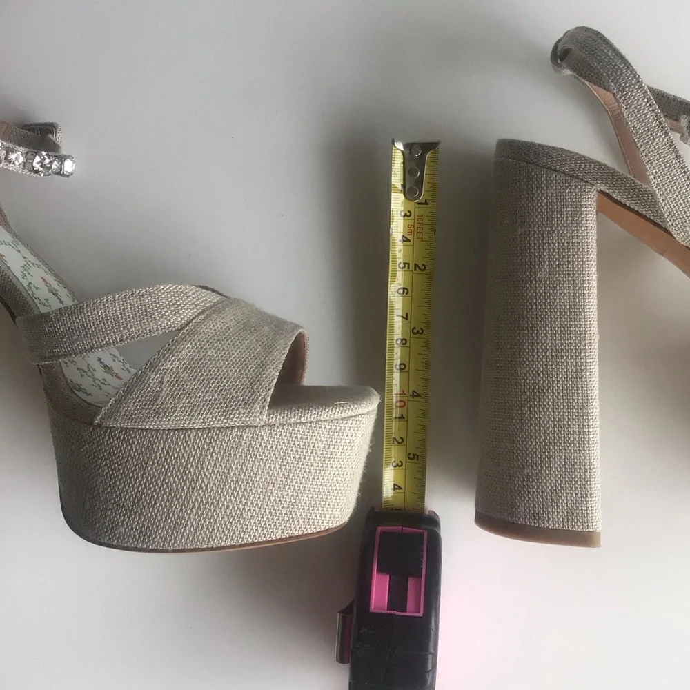 Hill House Home party jeweled Beige Platform heels Sandals